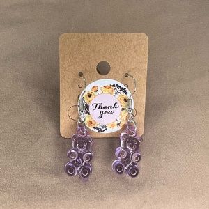 Super Cute Acrylic Purple Gummy Bear Drop Earrings